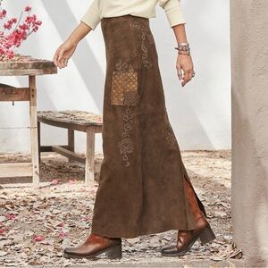 Yavari Suede Maxi Skirt. New with tags from Sundance.